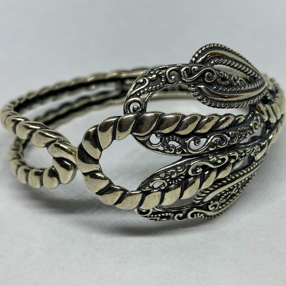 Carolyn Pollack Relios 925 Sterling 'Lasting Connections' Hinged Bracelet - Picture 1 of 8